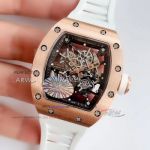 KV Factory Replica Richard Mille Rm035 Americas Rose Gold White Rubber Strap Watch